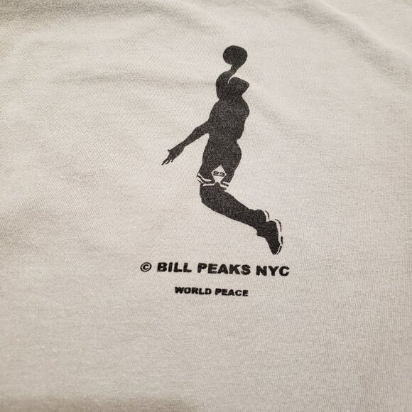 Jordan Baller T Shirt Retro Look Graphic Mens M Gray Bill Peaks NYC World Peace - Picture 4 of 11